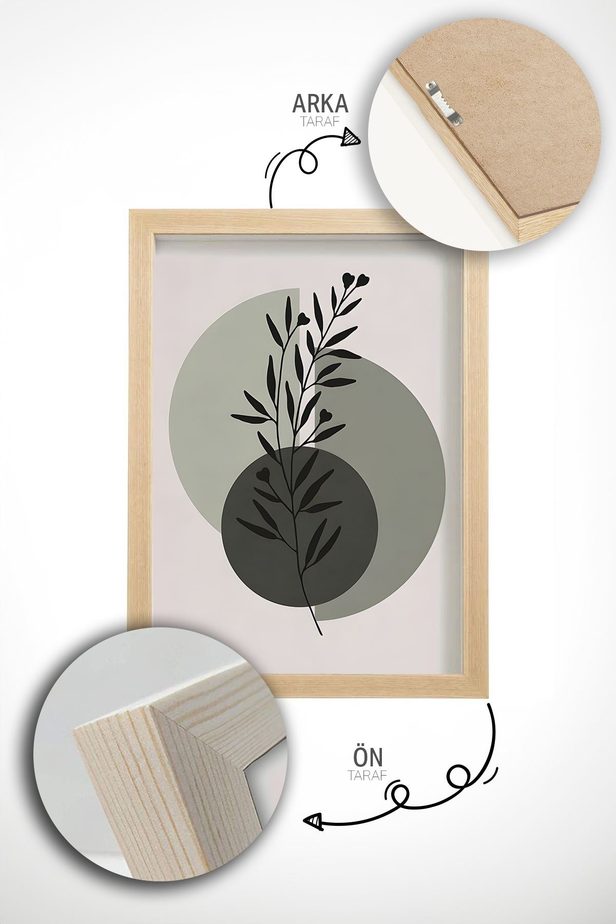 Quadro Decorativo Emoldurado Multicolor em Madeira Maciça - 3 Peças 33x48cm