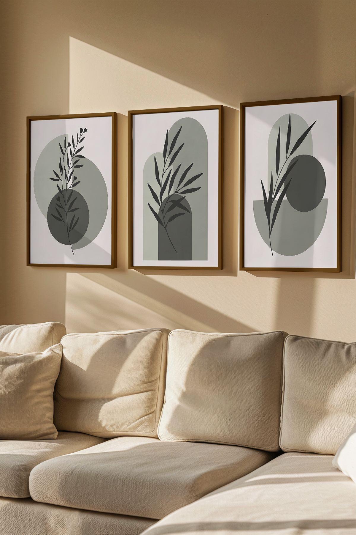 Quadro Decorativo Emoldurado Multicolor em Madeira Maciça - 3 Peças 33x48cm