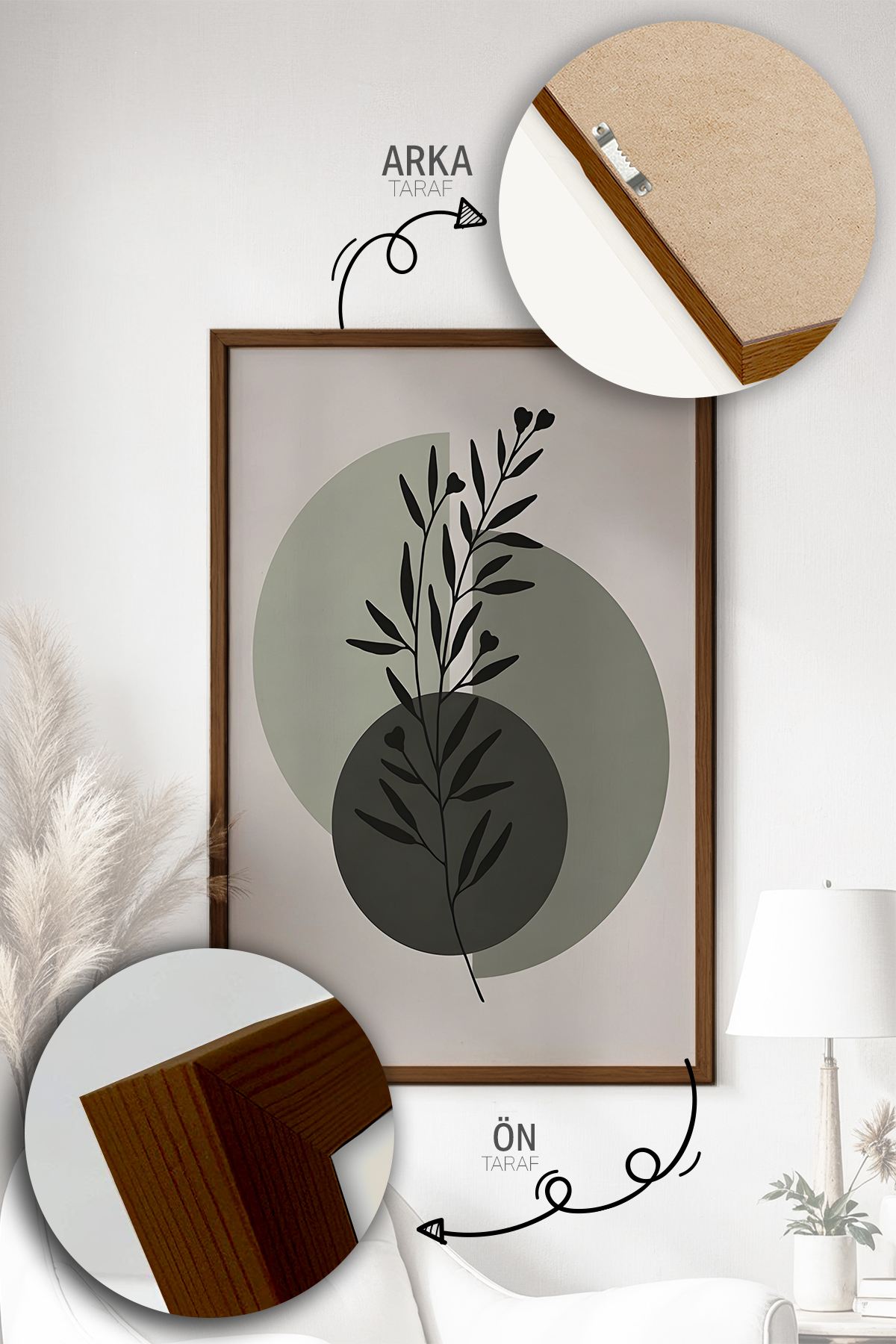 Quadro Decorativo Emoldurado Multicolor em Madeira Maciça - 3 Peças 33x48cm