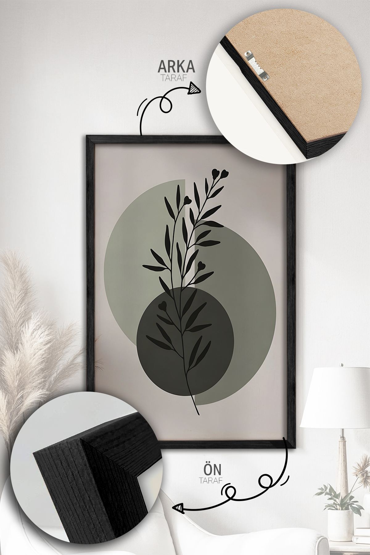 Conjunto de 3 Quadros Decorativos Emoldurados - Madeira Maciça - 33x48cm - Multicolor