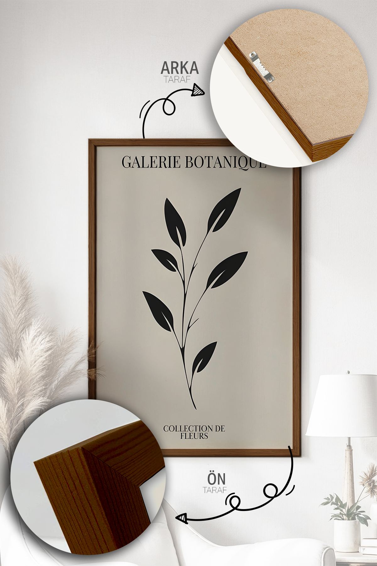 Quadro Decorativo Emoldurado Multicolor em Madeira Maciça - 3 Peças 33x48cm