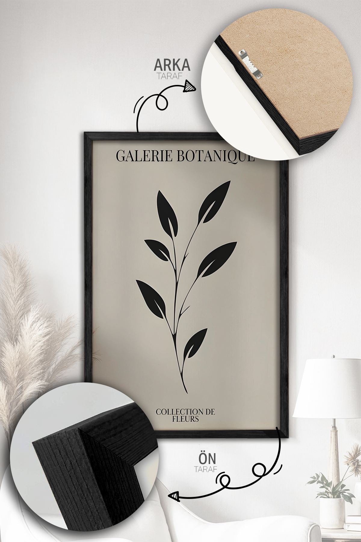 Quadro Decorativo Emoldurado Multicolor 3 Peças - Madeira Maciça 33x48cm