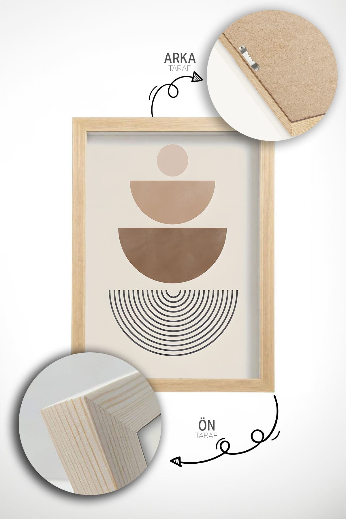 Quadro Decorativo Emoldurado em Madeira Maciça - Arte Digital Multicolor 3 Peças 33x48cm