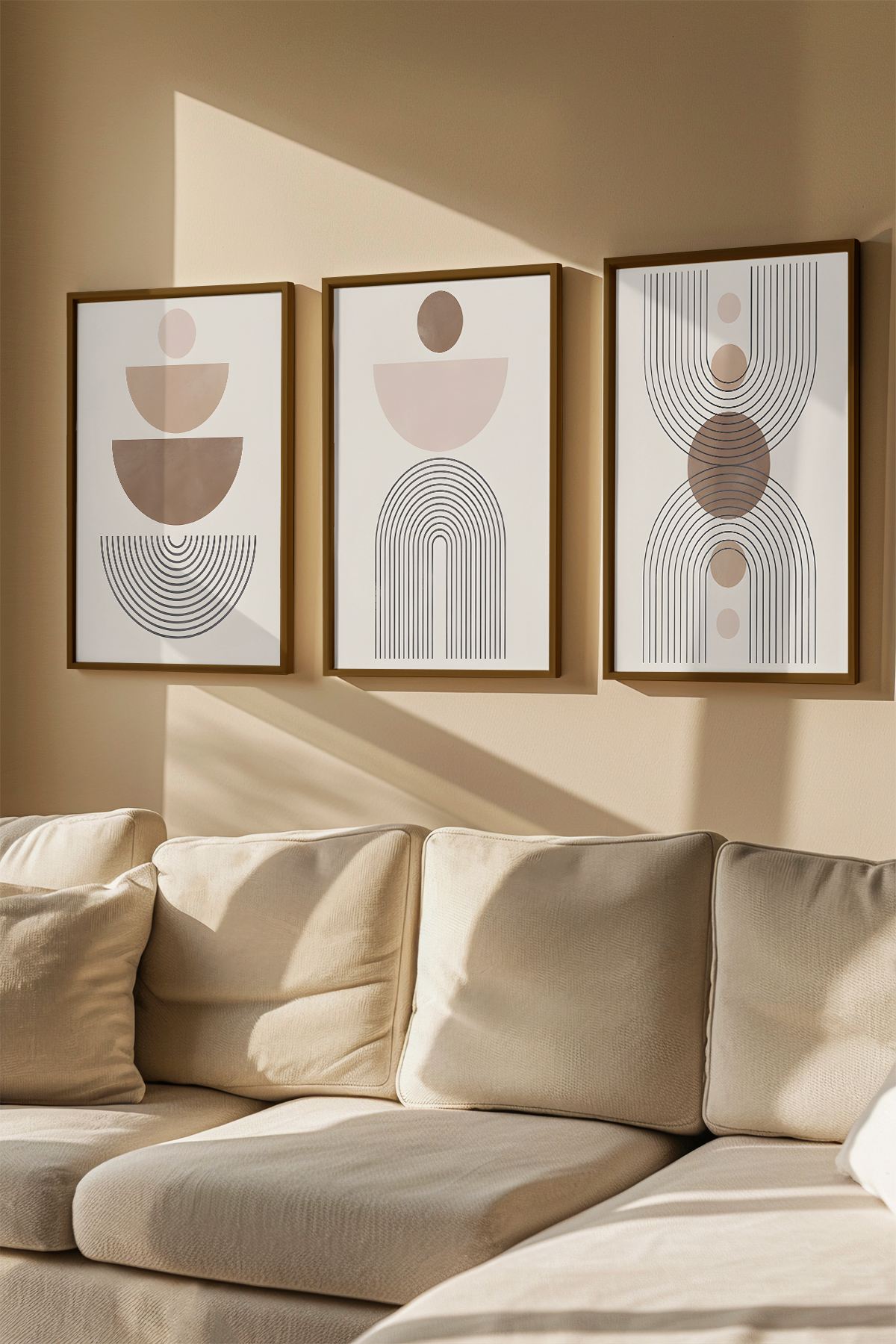 Quadro Decorativo Emoldurado Multicolor em Madeira Maciça - 3 Peças 33x48cm