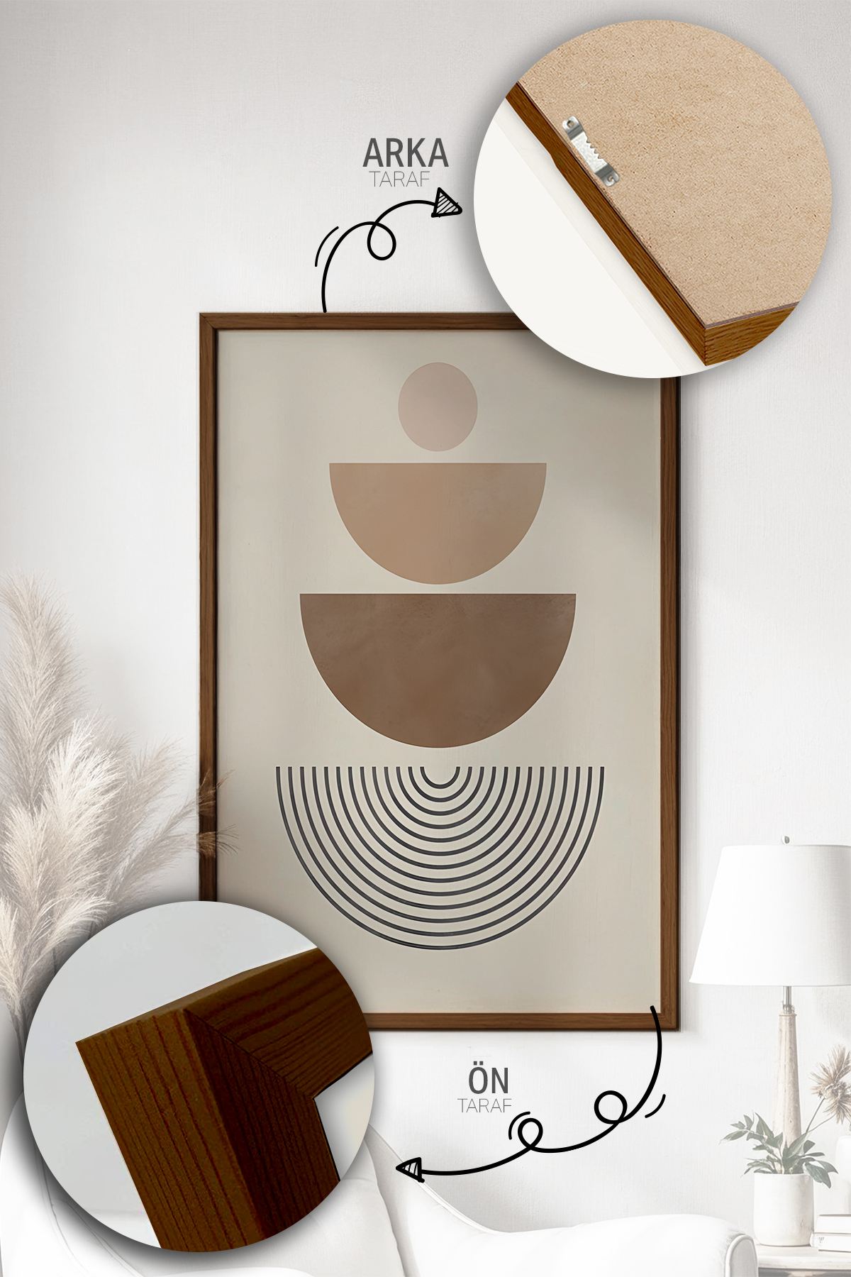 Quadro Decorativo Emoldurado Multicolor em Madeira Maciça - 3 Peças 33x48cm