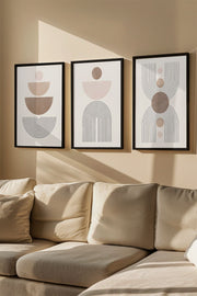 Quadro Decorativo Emoldurado Multicolor 3 Peças - Madeira Maciça 33x48cm