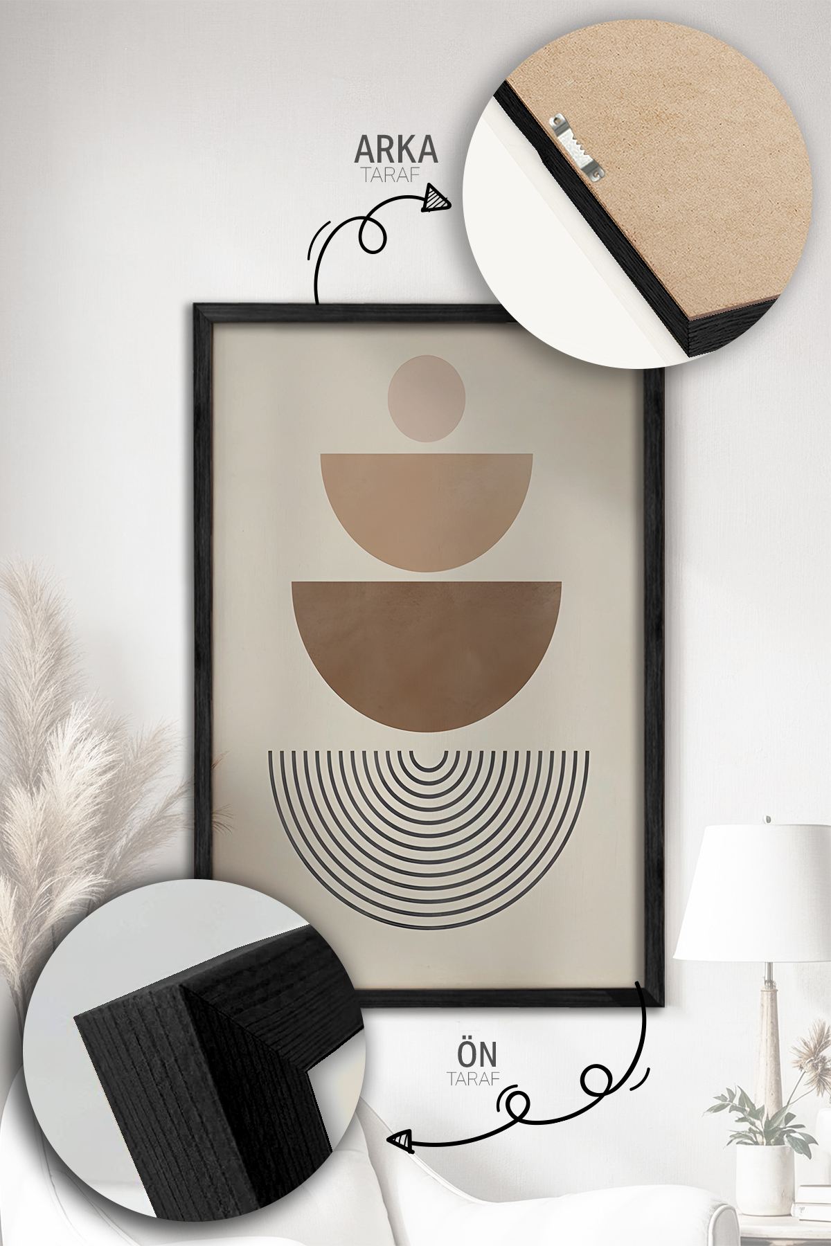 Quadro Decorativo Emoldurado Multicolor 3 Peças - Madeira Maciça 33x48cm