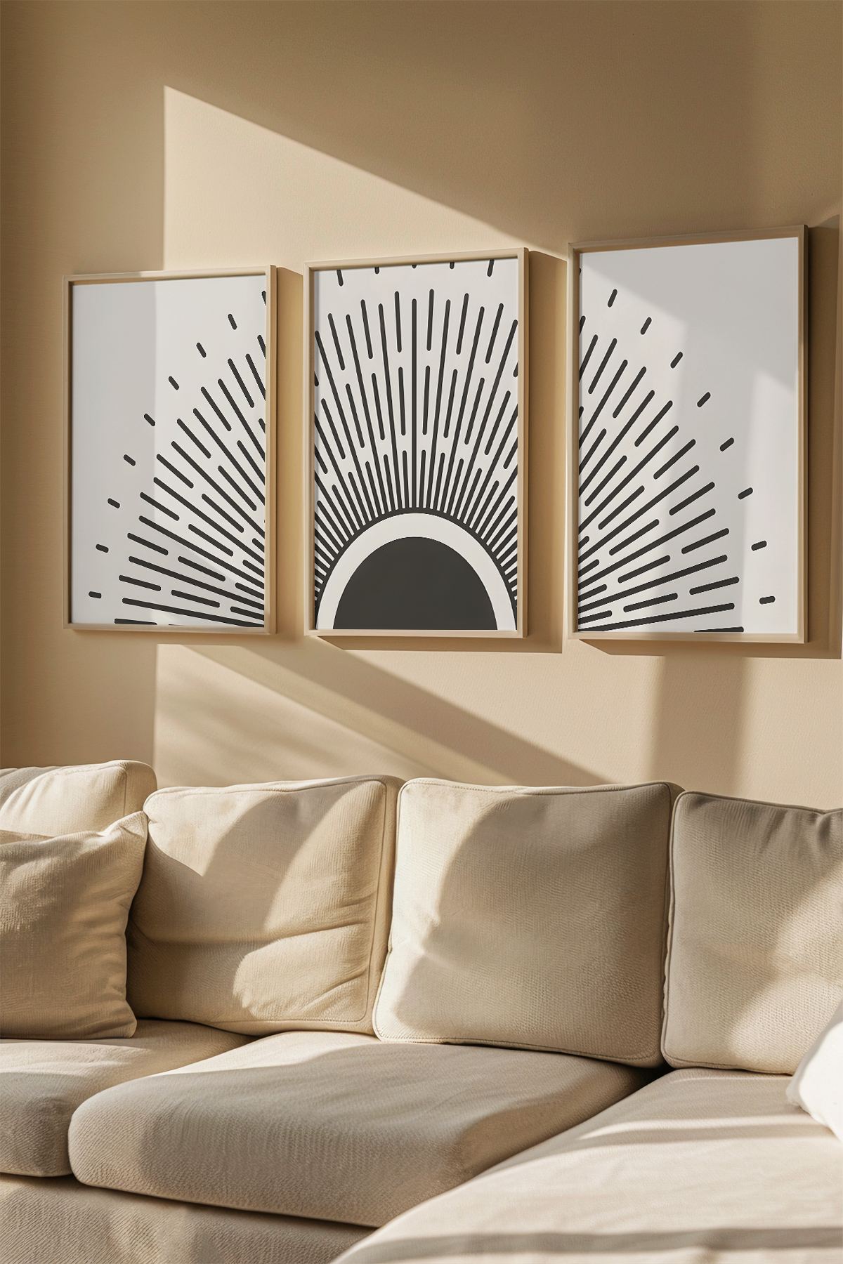 Quadro Decorativo Emoldurado Multicolor em Madeira Maciça - 3 Peças 33x48cm