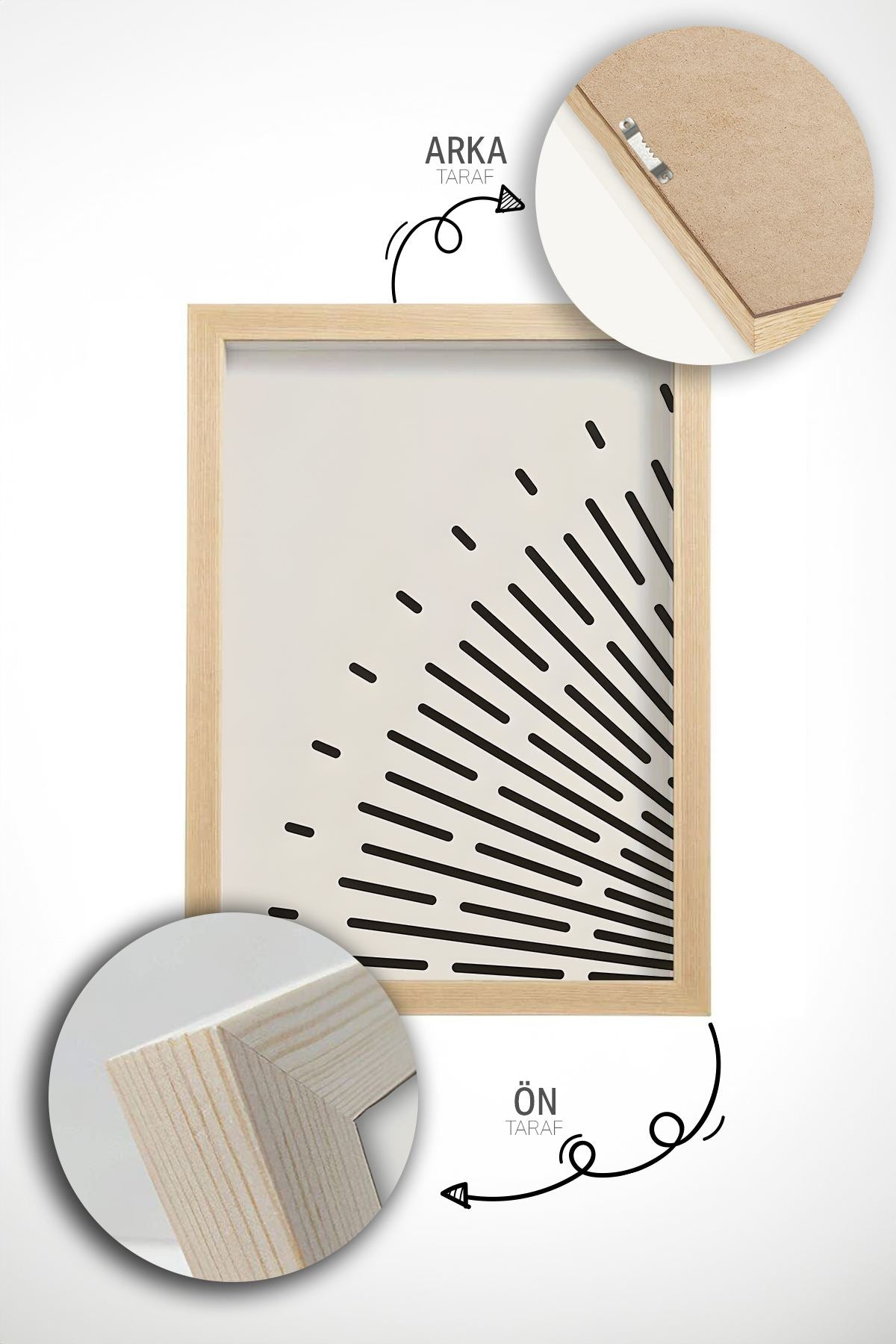 Quadro Decorativo Emoldurado Multicolor em Madeira Maciça - 3 Peças 33x48cm