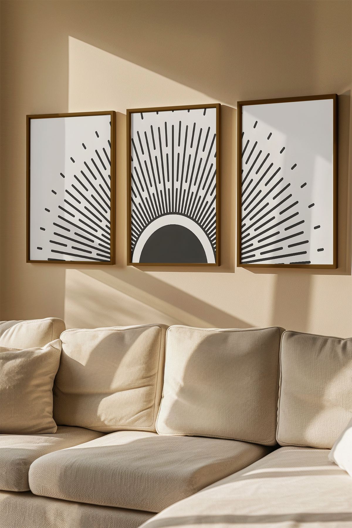 Quadro Decorativo Emoldurado Multicolor em Madeira Maciça - 3 Peças 33x48cm