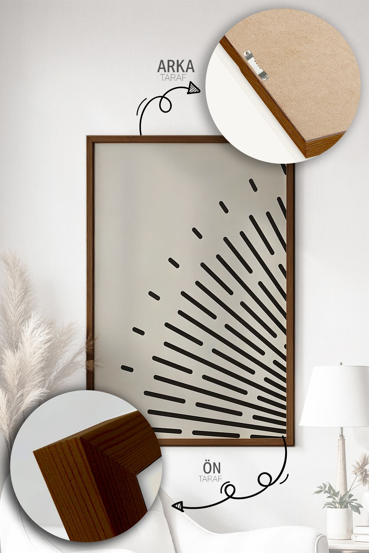 Quadro Decorativo Emoldurado Multicolor em Madeira Maciça - 3 Peças 33x48cm