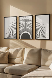 Quadro Decorativo Emoldurado Multicolor - 3 Peças em Madeira Maciça 33x48cm