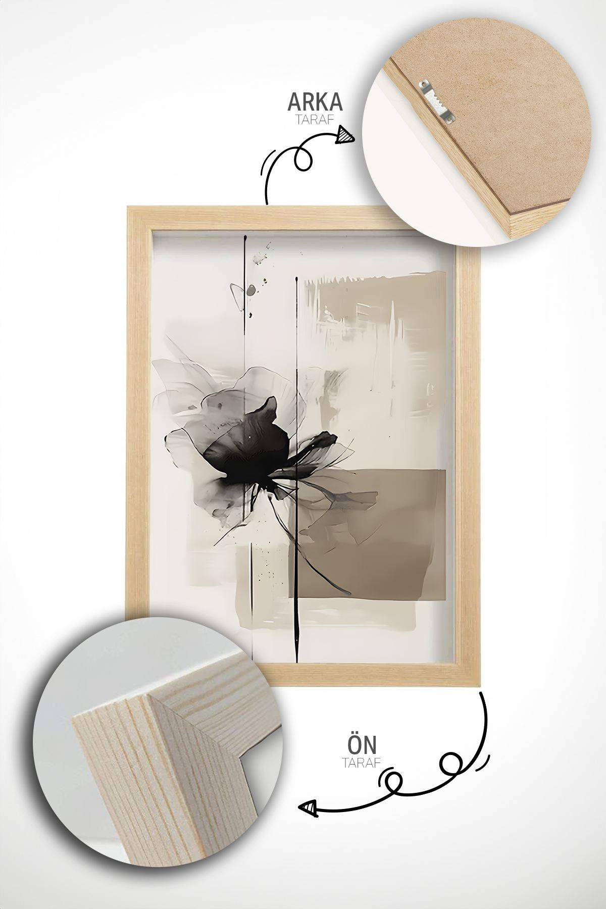 Quadro Decorativo Emoldurado Multicolor em Madeira Maciça - 3 Peças 33x48cm