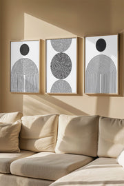 Quadro Decorativo Emoldurado em Madeira Maciça - Arte Digital Multicolor 3 Peças 33x48cm