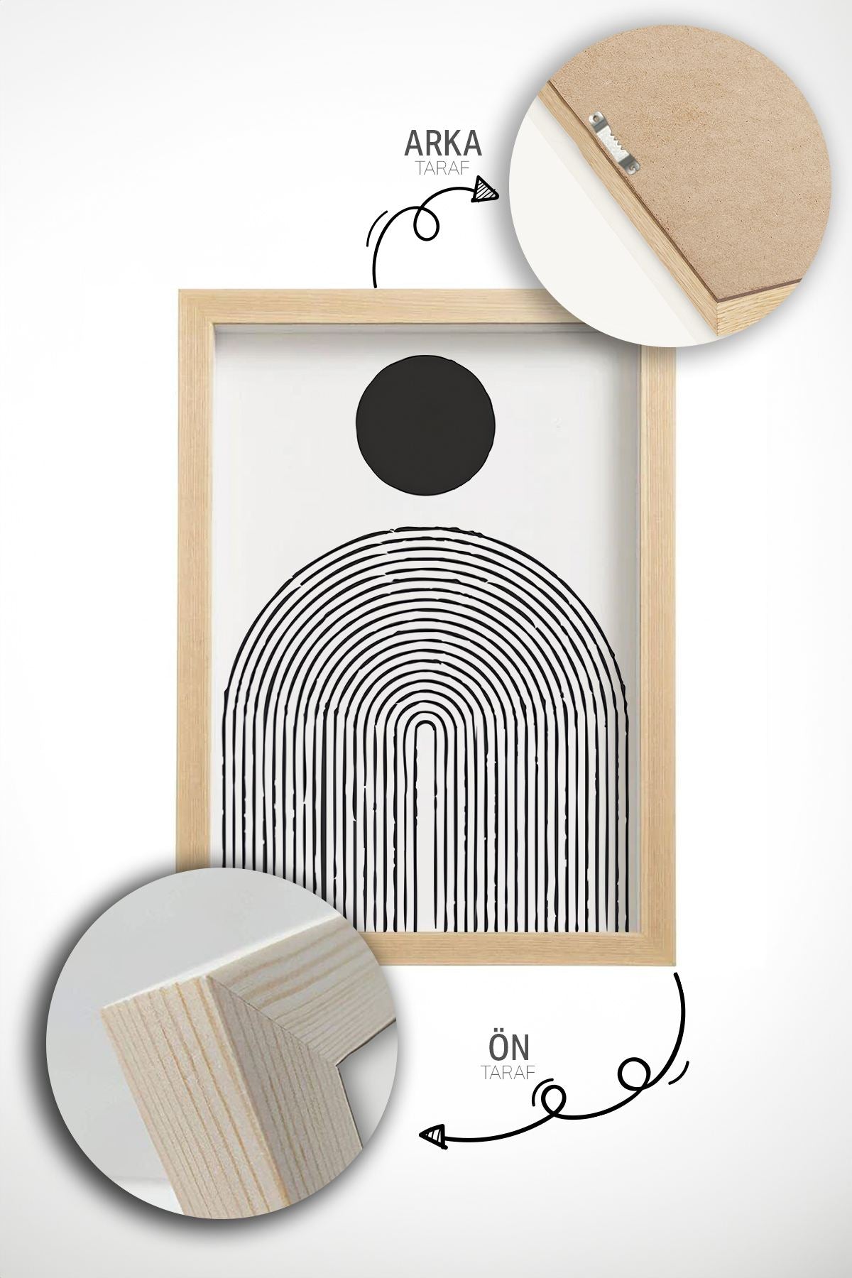 Quadro Decorativo Emoldurado em Madeira Maciça - Arte Digital Multicolor 3 Peças 33x48cm