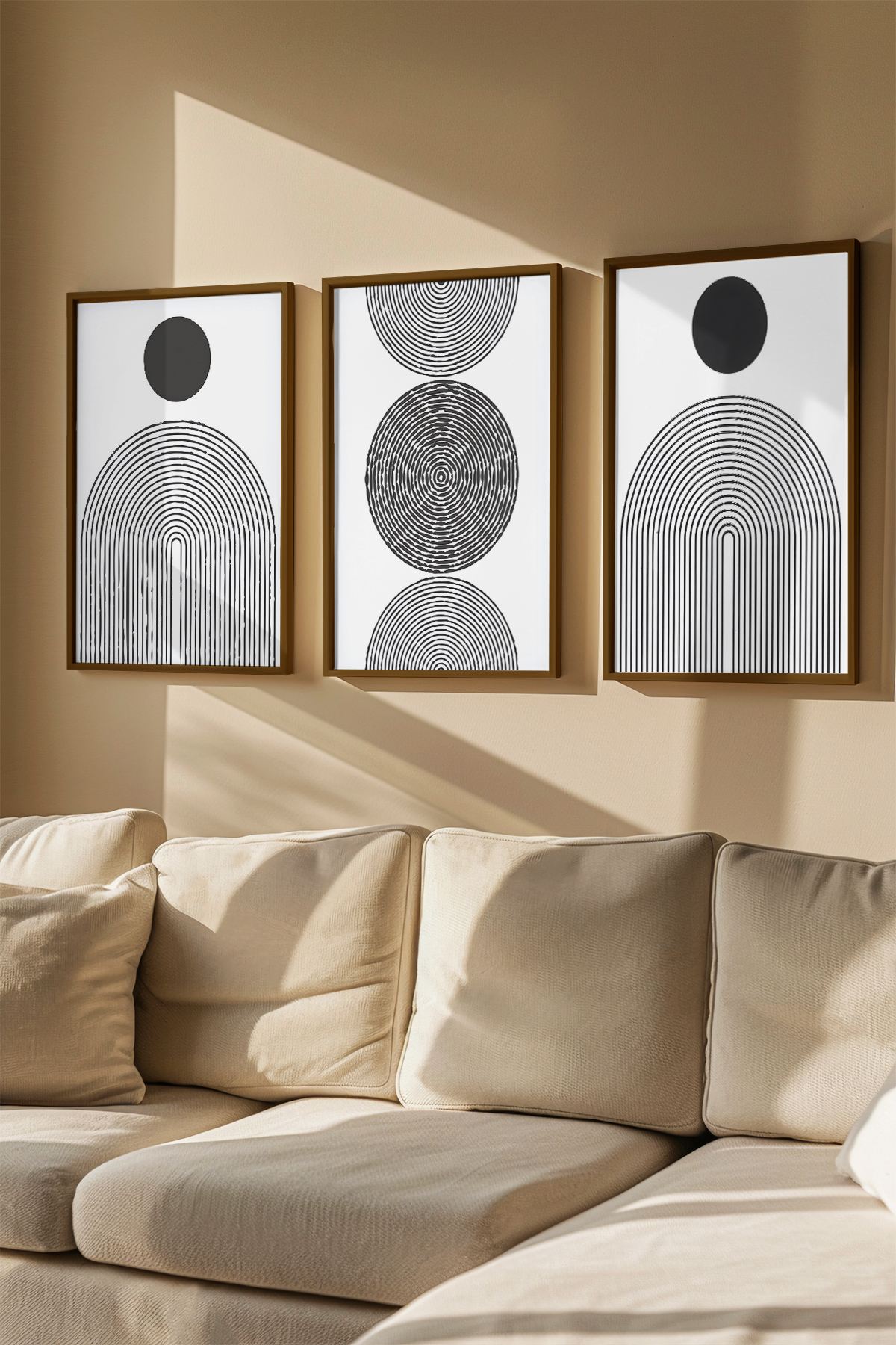 Quadro Decorativo Emoldurado Multicolor em Madeira Maciça - 3 Peças 33x48cm