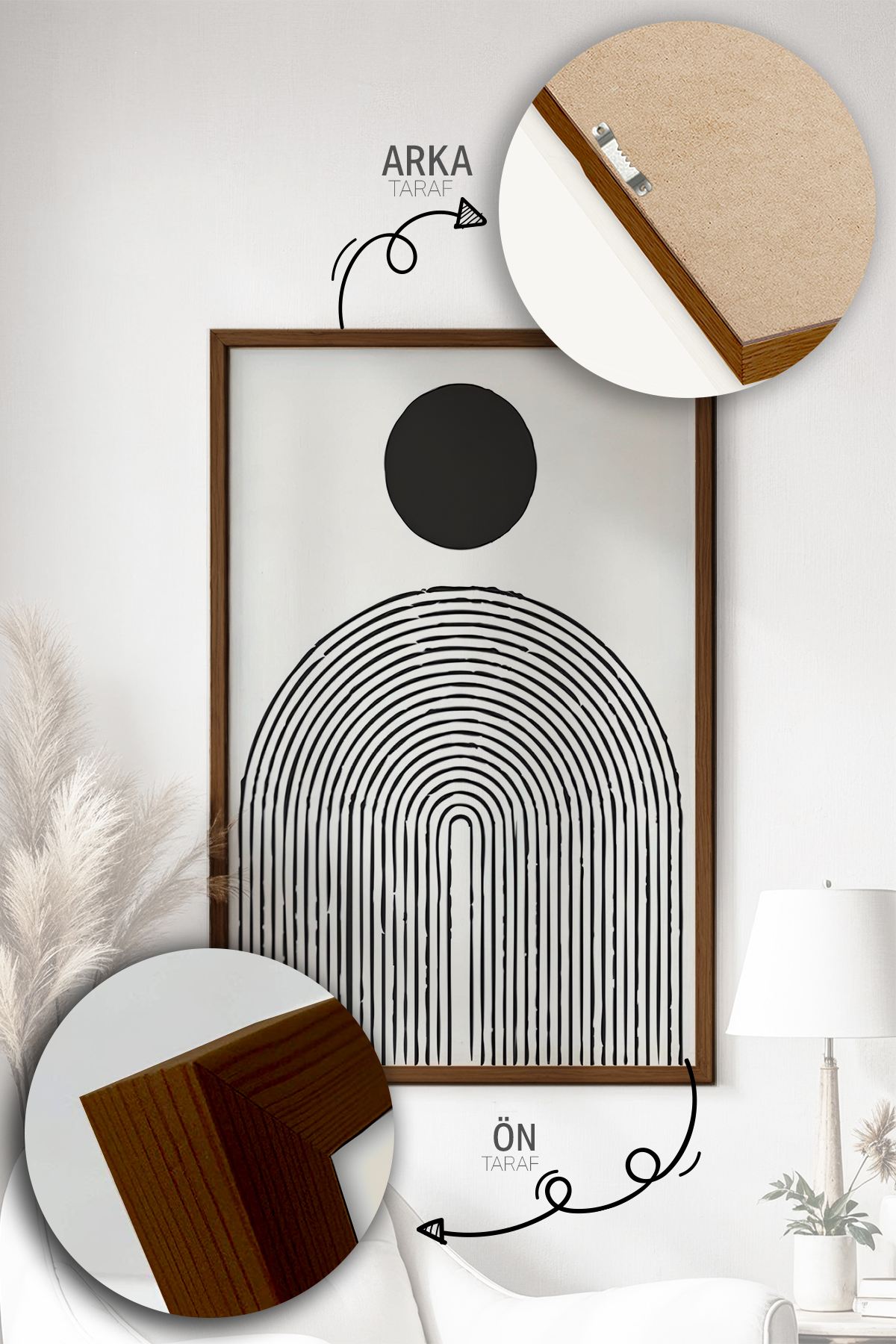 Quadro Decorativo Emoldurado Multicolor em Madeira Maciça - 3 Peças 33x48cm