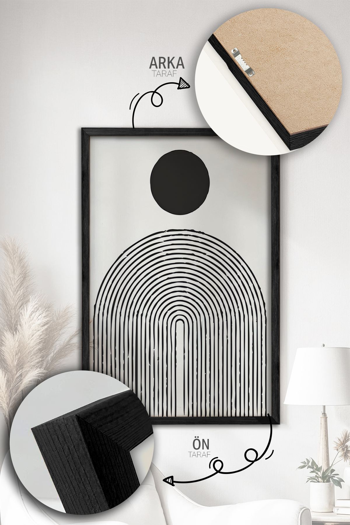 Conjunto de 3 Quadros Decorativos Emoldurados - Madeira Maciça - 33x48cm - Multicolor