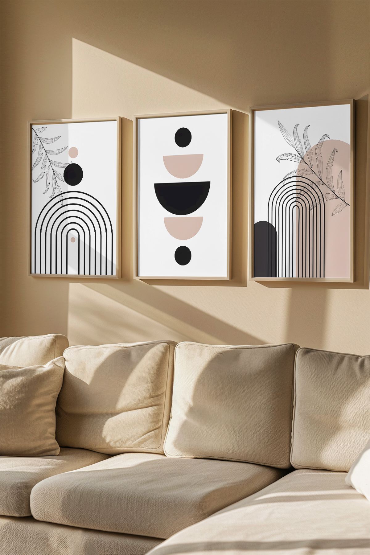 Quadro Decorativo Emoldurado Multicolor em Madeira Maciça - 3 Peças 33x48cm