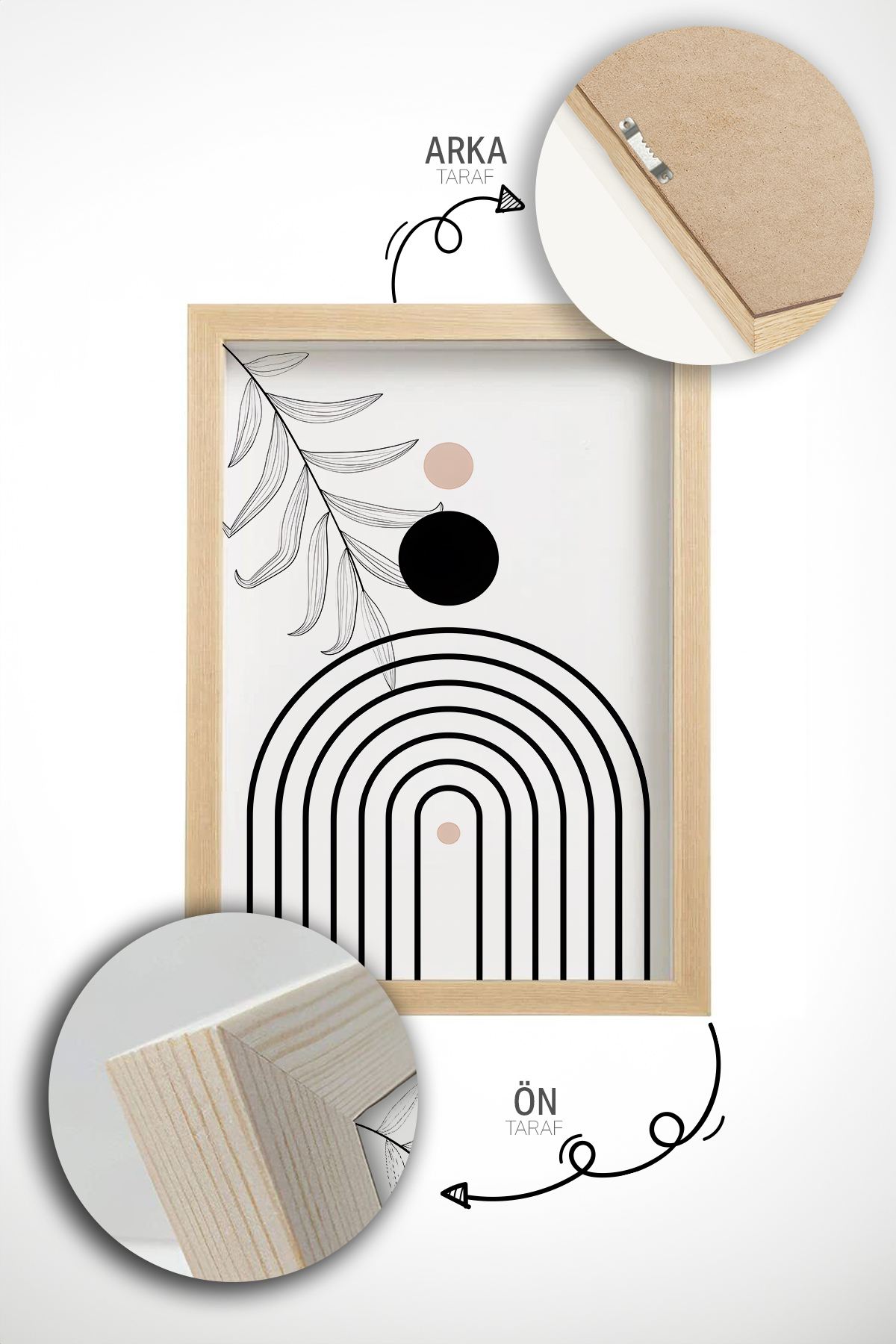 Quadro Decorativo Emoldurado Multicolor em Madeira Maciça - 3 Peças 33x48cm