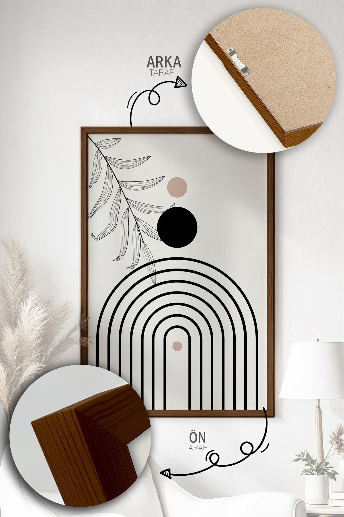 Quadro Decorativo Emoldurado Multicolor 3 Peças - Madeira Maciça 33x48cm - Arte Moderna para Parede