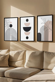 Quadro Decorativo Emoldurado Multicolor 3 Peças - Madeira Maciça 33x48cm