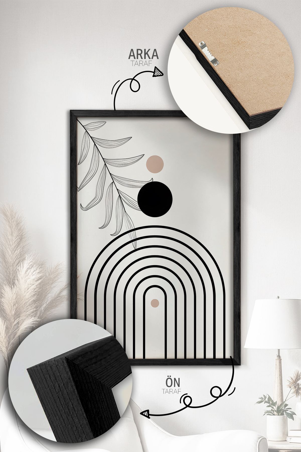 Quadro Decorativo Emoldurado Multicolor 3 Peças - Madeira Maciça 33x48cm