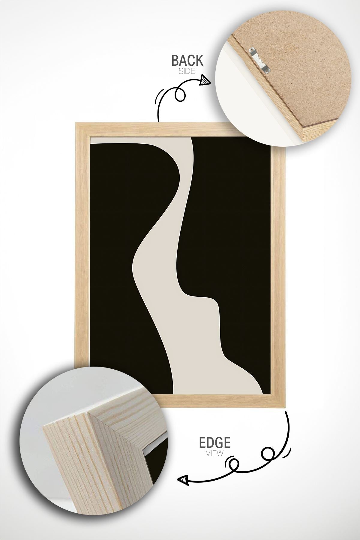 Conjunto de 2 Quadros Decorativos Emoldurados em Madeira Maciça - Impressão Digital Multicolor 33x48cm