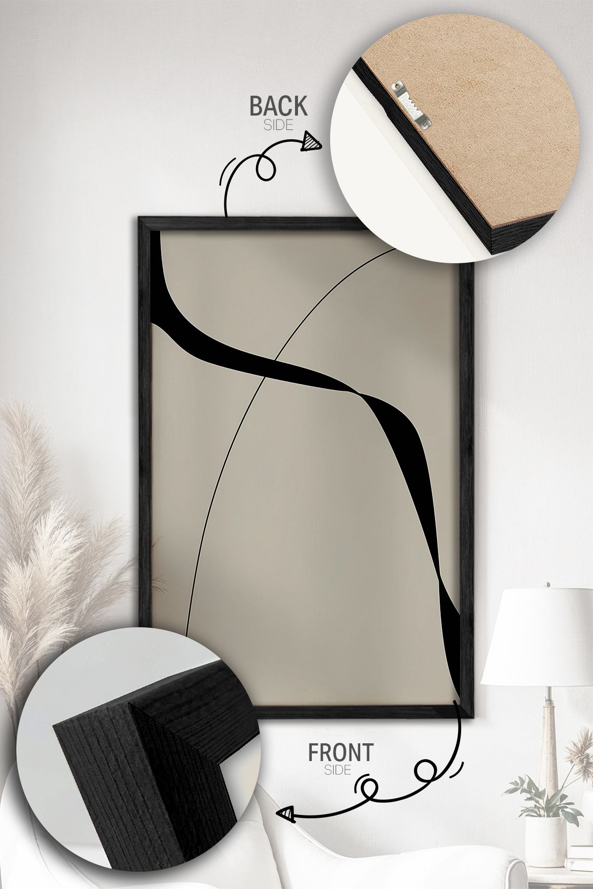 Conjunto de 2 Quadros Decorativos Emoldurados - Madeira Maciça 33x48cm - Impressão Digital Premium