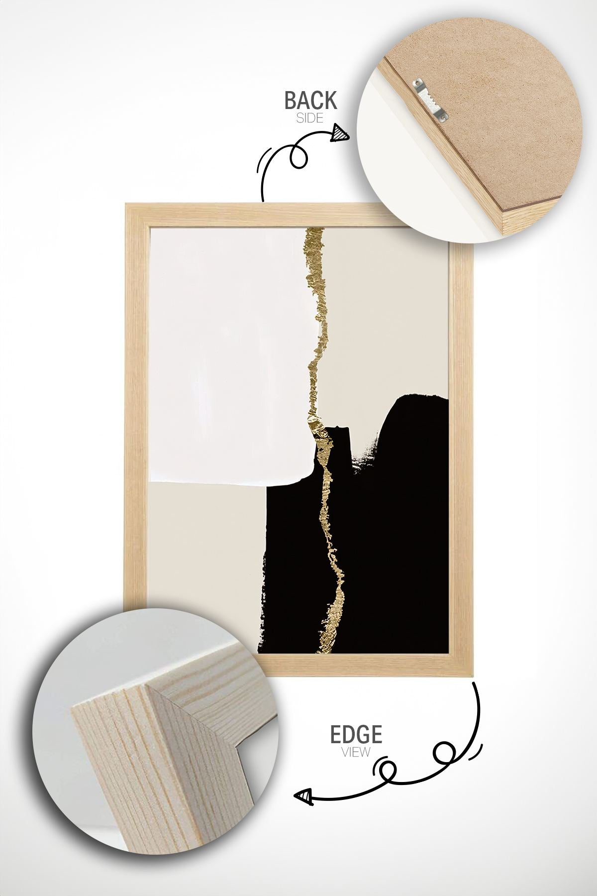 Conjunto de 2 Quadros Decorativos Emoldurados em Madeira Maciça - Impressão Digital Multicolor 33x48cm