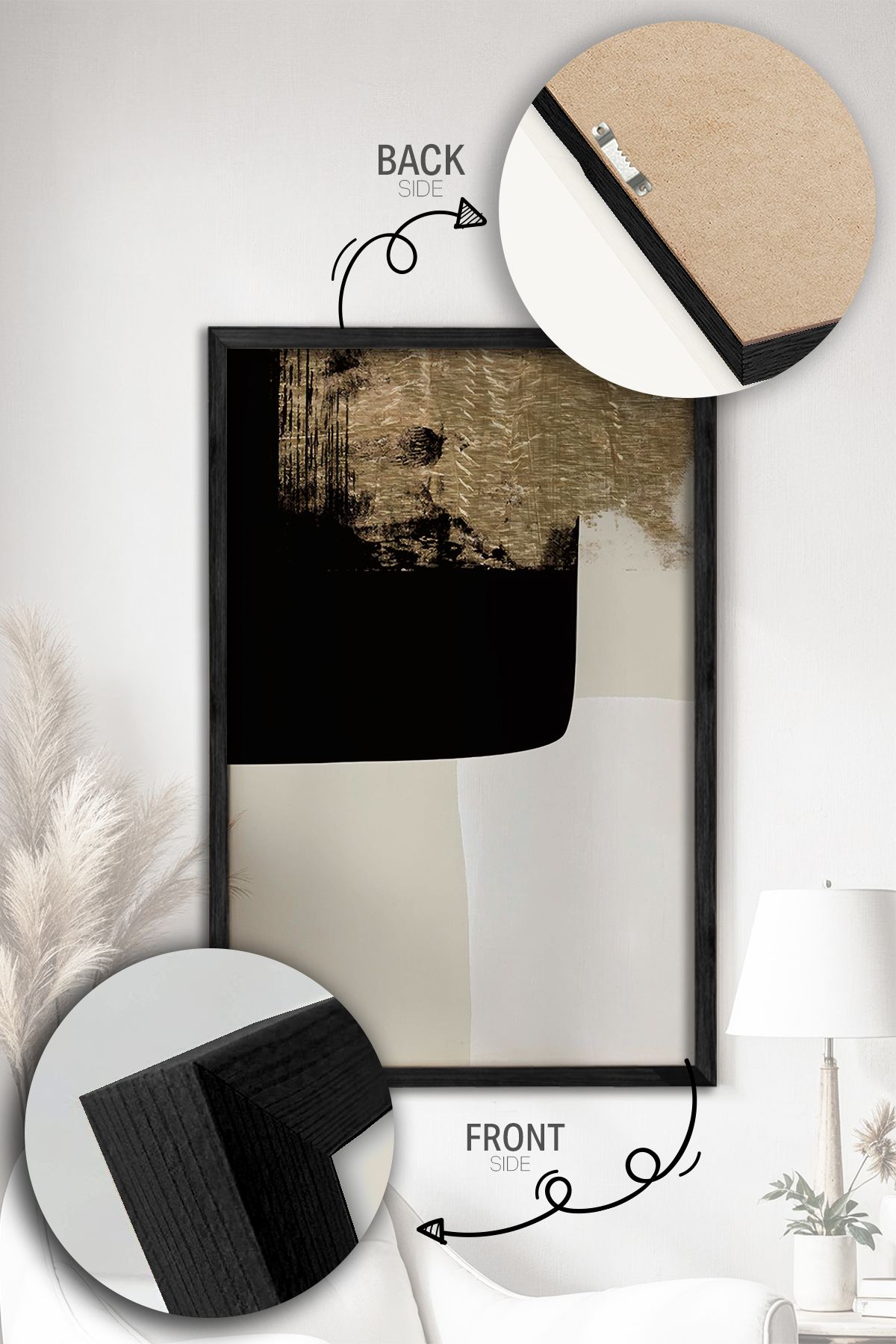 Conjunto de 2 Quadros Decorativos Emoldurados - Madeira Maciça 33x48cm - Impressão Digital Premium