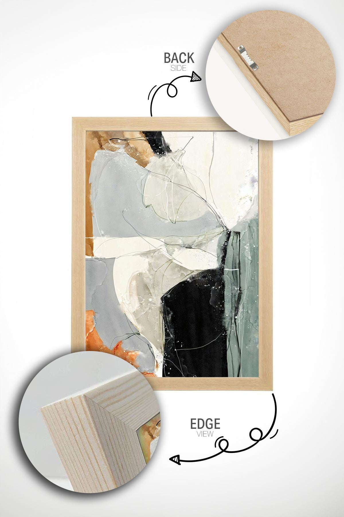 Conjunto de 2 Quadros Decorativos Emoldurados em Madeira Maciça - Impressão Digital Multicolor 33x48cm