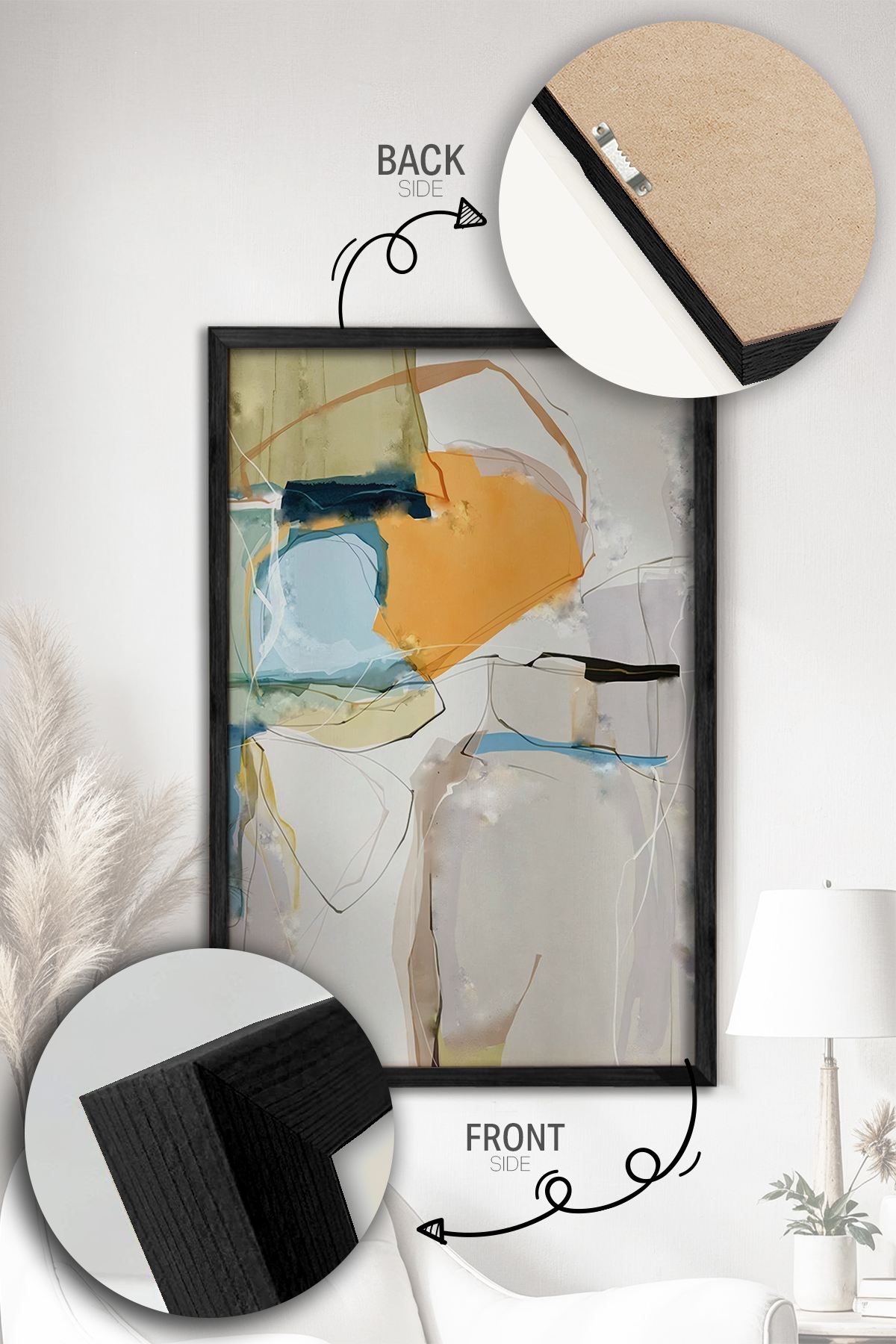 Conjunto de 2 Quadros Decorativos Emoldurados - Madeira Maciça 33x48cm - Impressão Digital Premium