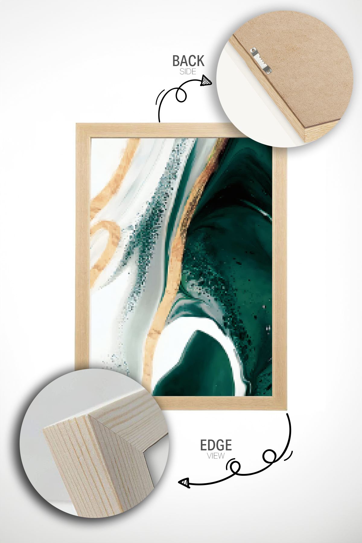 Conjunto de 2 Quadros Decorativos Emoldurados em Madeira Maciça - Impressão Digital Multicolor 33x48cm