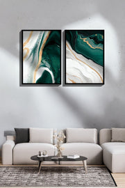 Conjunto de 2 Quadros Decorativos Emoldurados - Madeira Maciça 33x48cm - Impressão Digital Premium