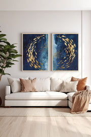 Conjunto de 2 Quadros Decorativos Emoldurados em Madeira Maciça - Multicolor 33x48cm