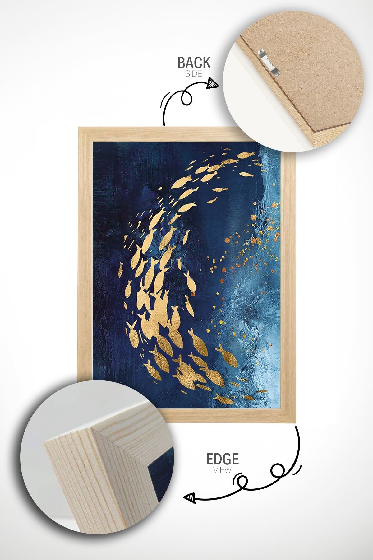 Conjunto de 2 Quadros Decorativos Emoldurados em Madeira Maciça - Multicolor 33x48cm