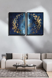 Conjunto de 2 Quadros Decorativos Emoldurados - Madeira Maciça 33x48cm - Impressão Digital Premium