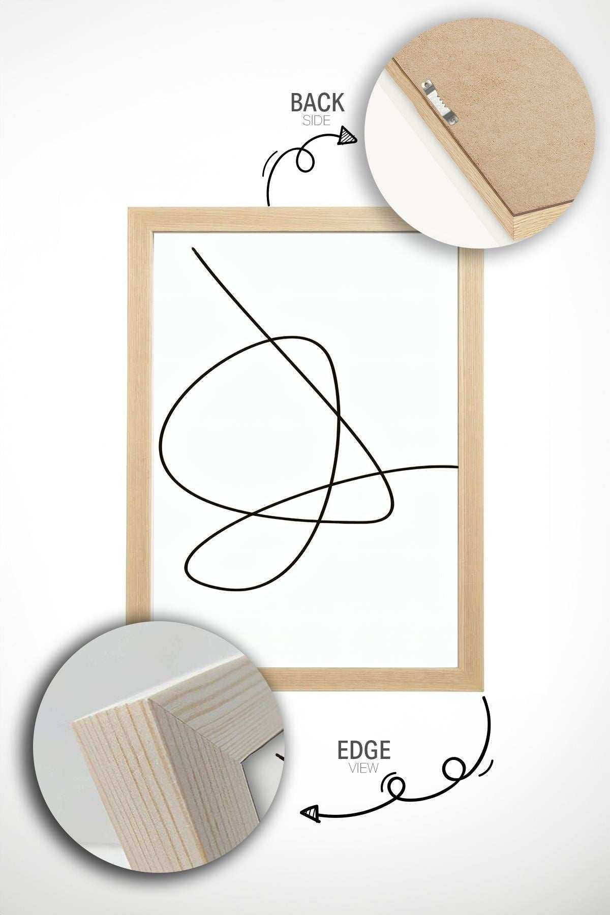 Conjunto de 2 Quadros Decorativos Emoldurados em Madeira Maciça - Impressão Digital Multicolor 33x48cm