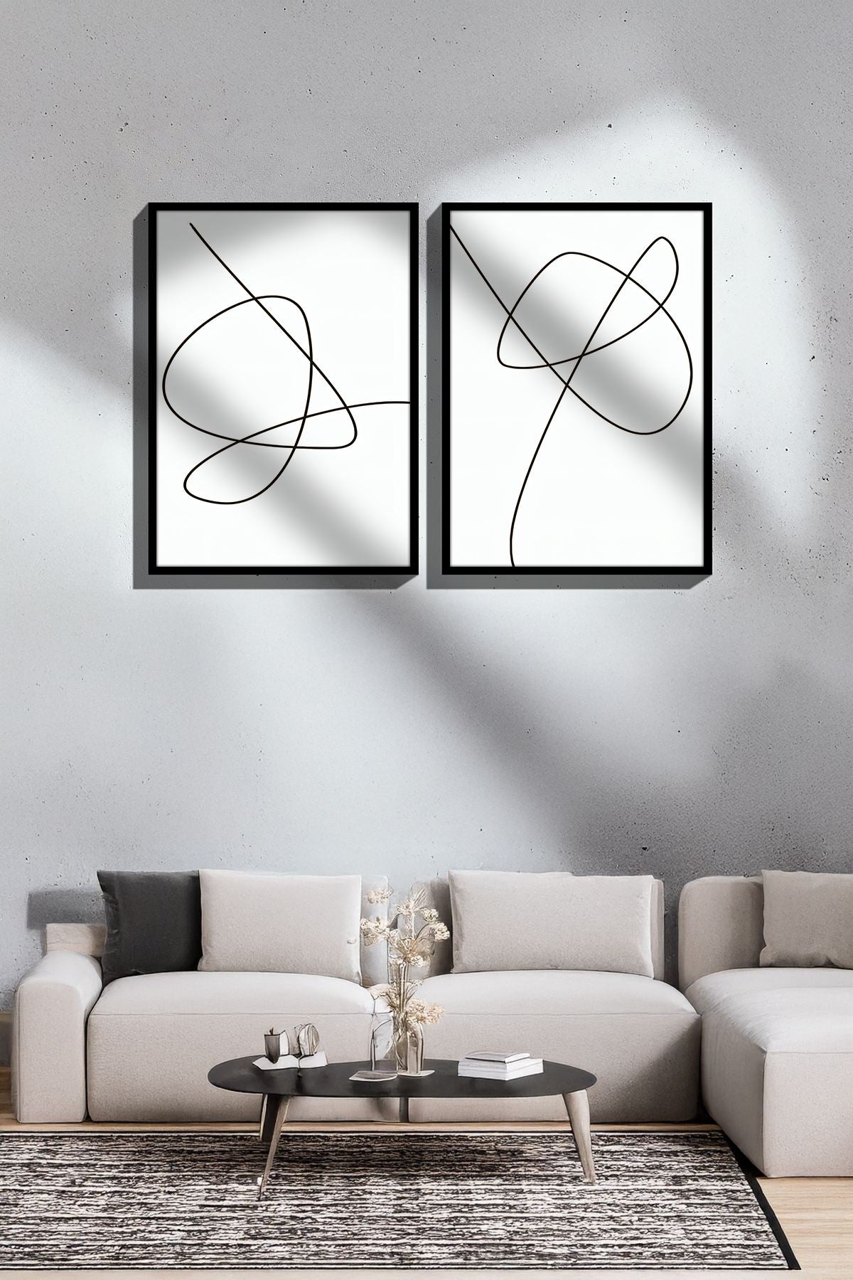 Conjunto de 2 Quadros Decorativos Emoldurados - Madeira Maciça 33x48cm - Impressão Digital Premium Multicolor