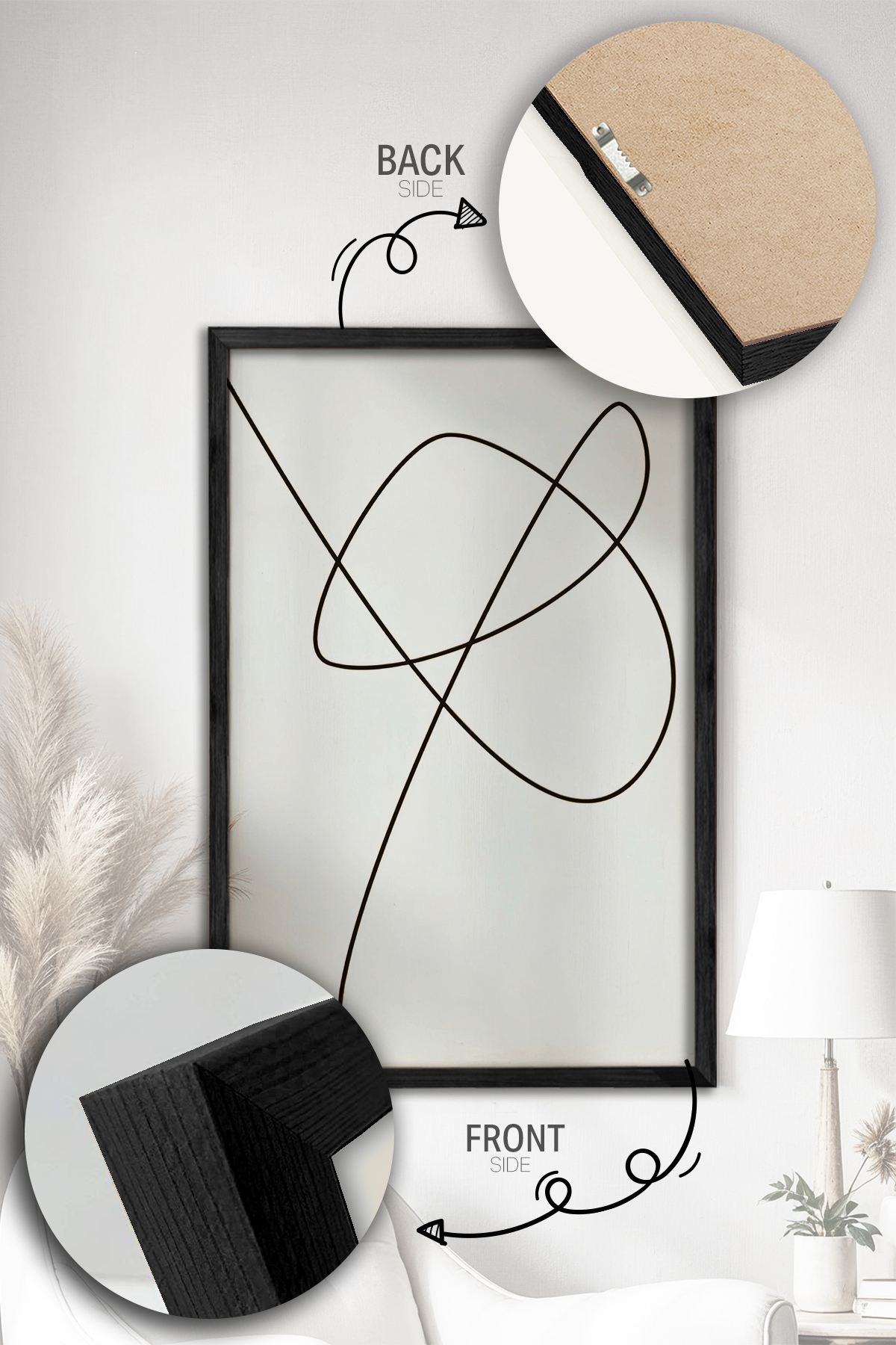 Conjunto de 2 Quadros Decorativos Emoldurados - Madeira Maciça 33x48cm - Impressão Digital Premium Multicolor