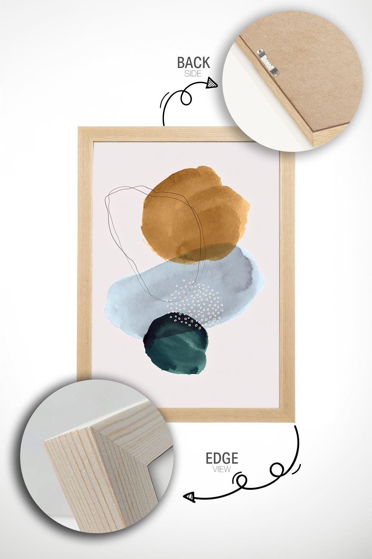 Conjunto de 2 Quadros Decorativos Emoldurados em Madeira Maciça - Impressão Digital Multicolor 33x48cm