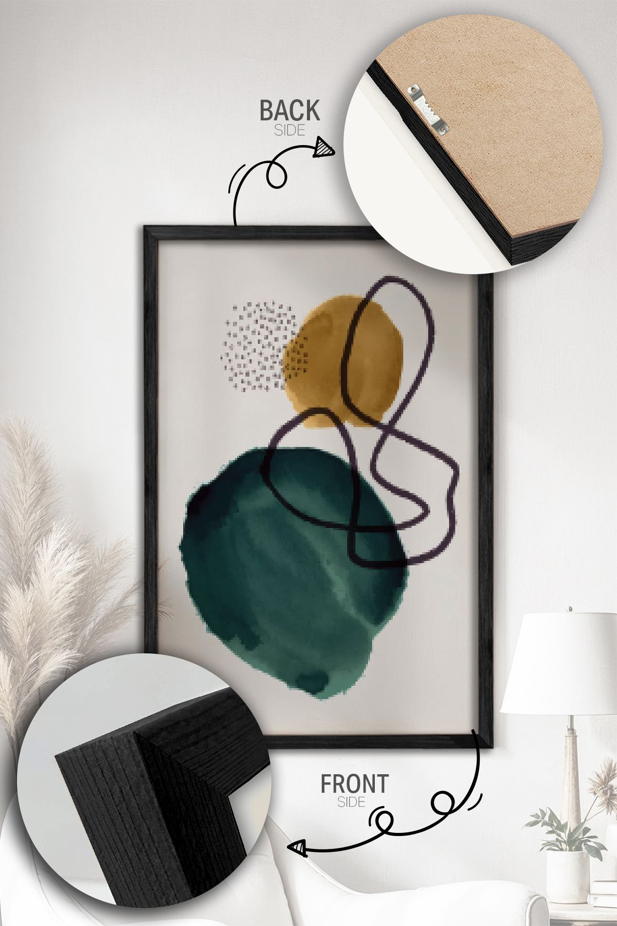 Conjunto de 2 Quadros Decorativos Emoldurados - Madeira Maciça 33x48cm - Impressão Digital Premium