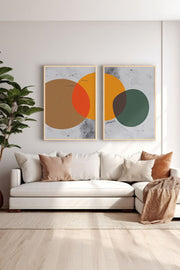 Conjunto de 2 Quadros Decorativos em Madeira Maciça - Arte Digital Multicolor 33x48cm