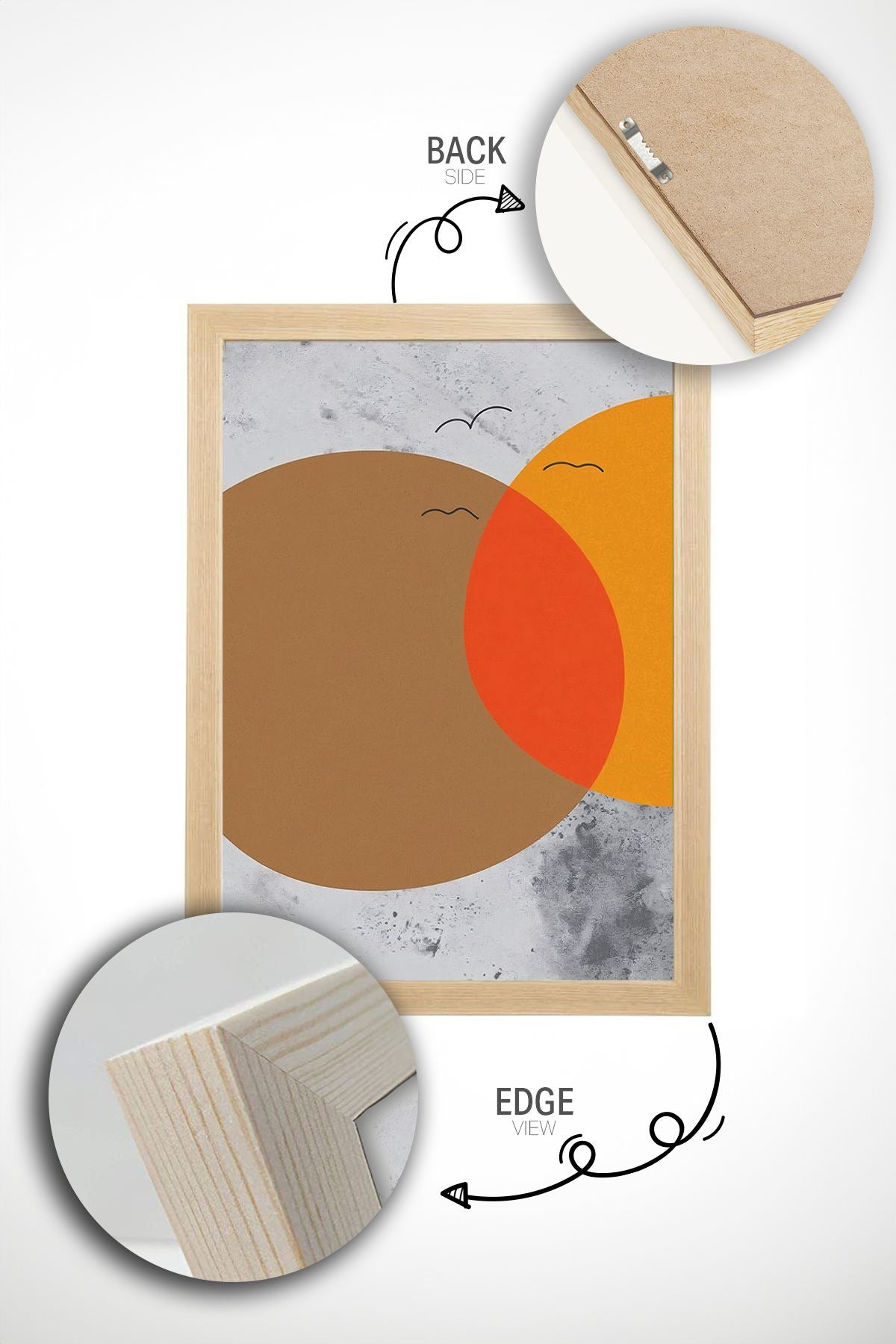 Conjunto de 2 Quadros Decorativos em Madeira Maciça - Arte Digital Multicolor 33x48cm