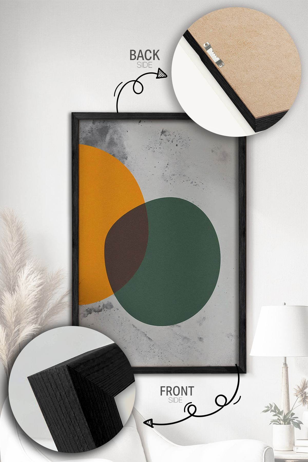 Conjunto de 2 Quadros Decorativos Emoldurados - Madeira Maciça 33x48cm - Impressão Digital Premium