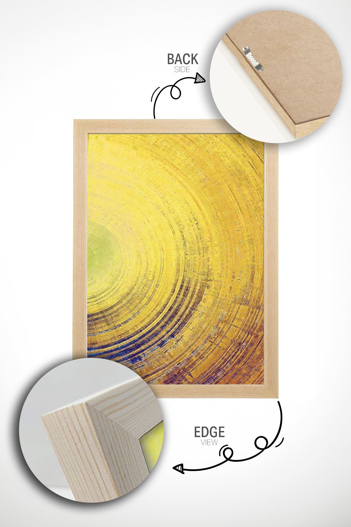 Conjunto de 2 Quadros Decorativos em Madeira Maciça - Impressão Digital Multicolor 33x48cm