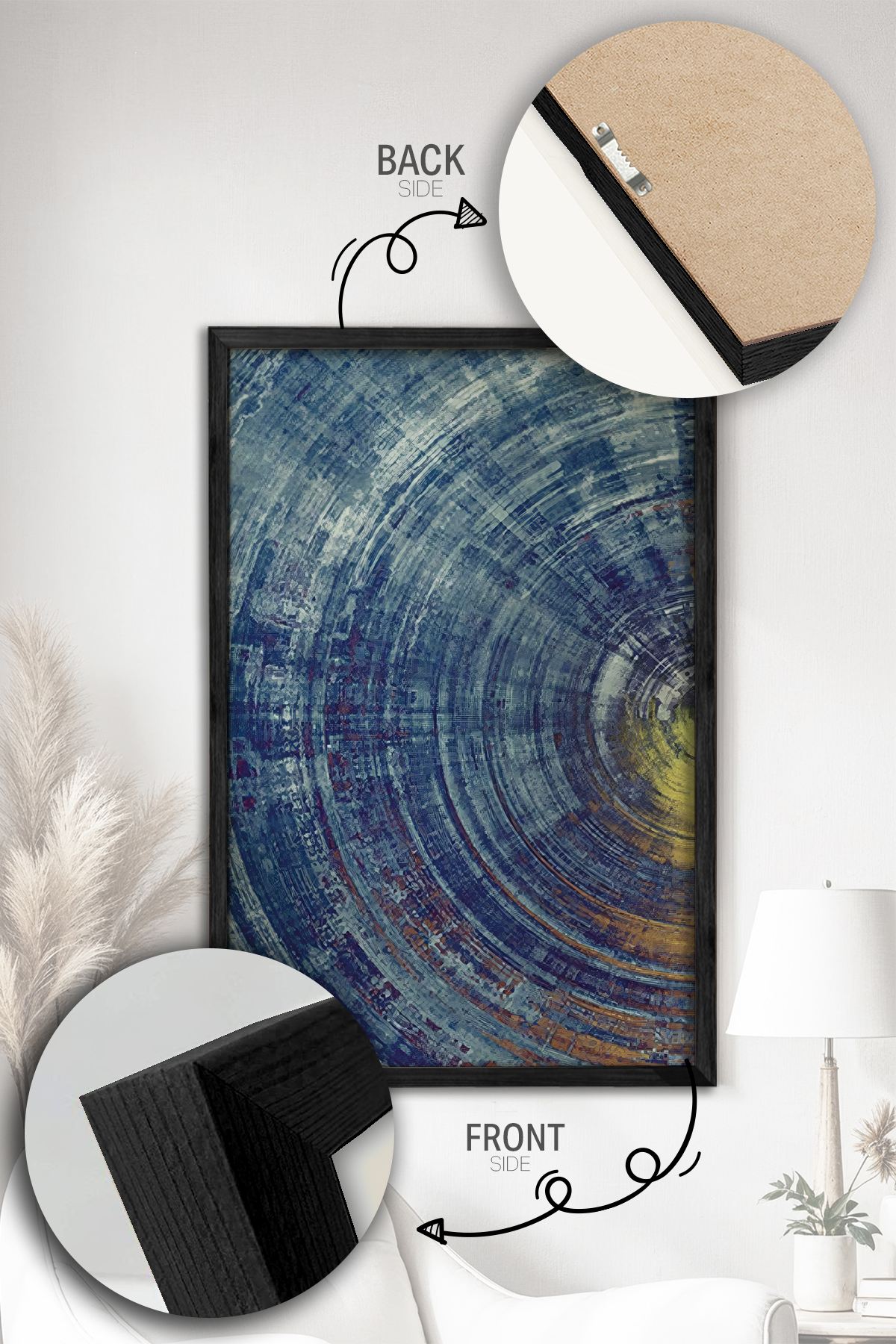 Conjunto de 2 Quadros Decorativos Emoldurados - Madeira Maciça 33x48cm - Impressão Digital Premium