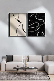 Conjunto de 2 Quadros Decorativos Emoldurados - Madeira Maciça 33x48cm - Impressão Digital Premium