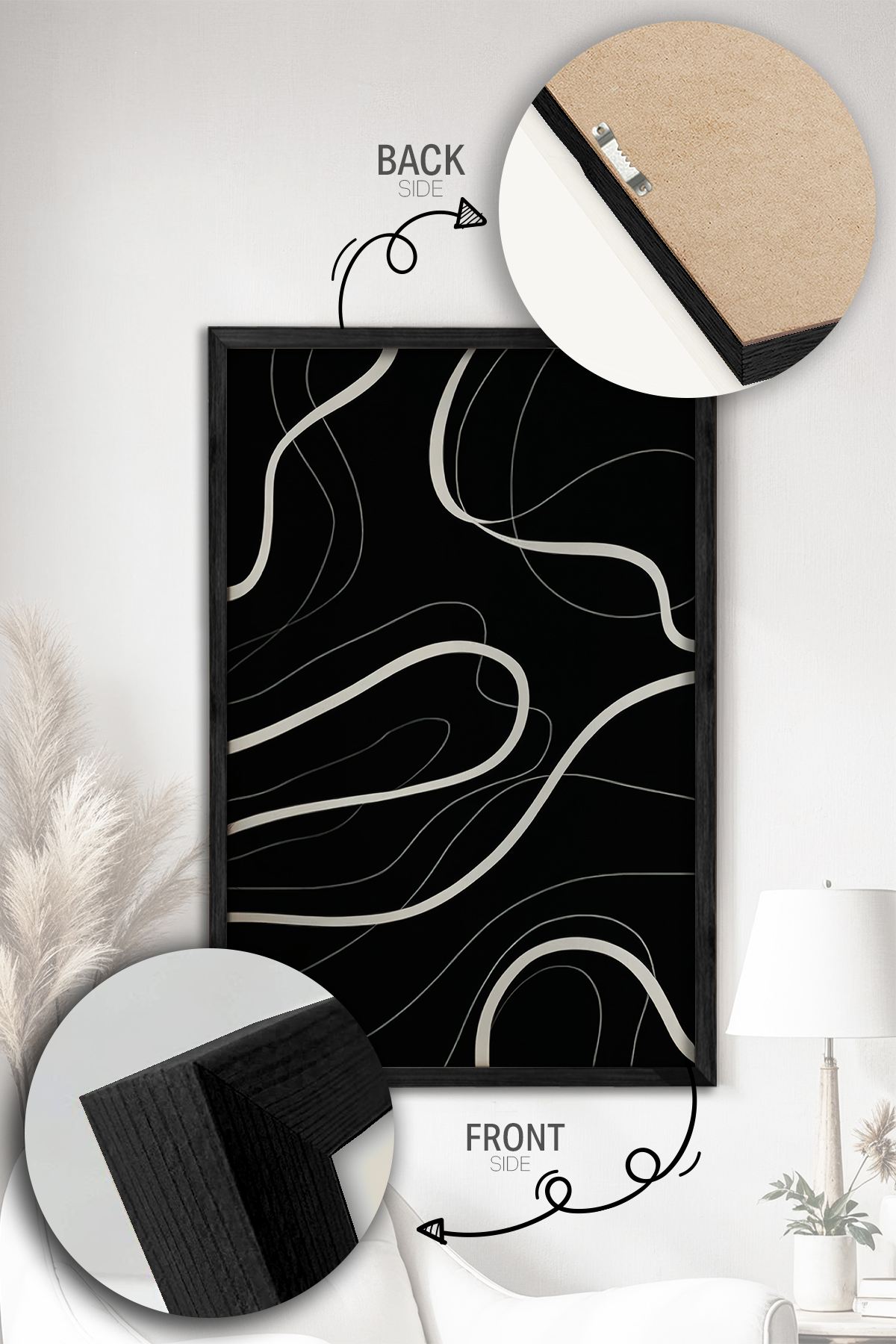 Conjunto de 2 Quadros Decorativos Emoldurados - Madeira Maciça 33x48cm - Impressão Digital Premium